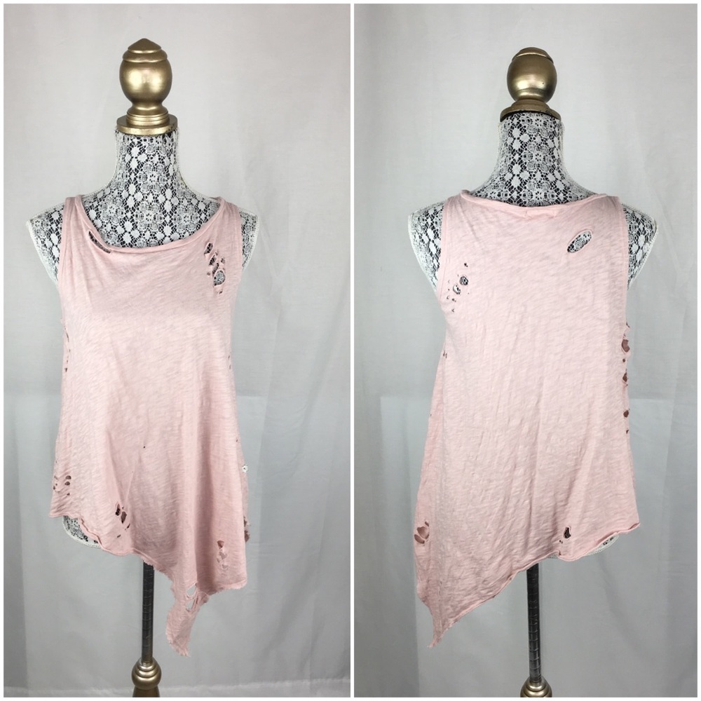 NYTT Blush Pink Distressed Tank Style Top